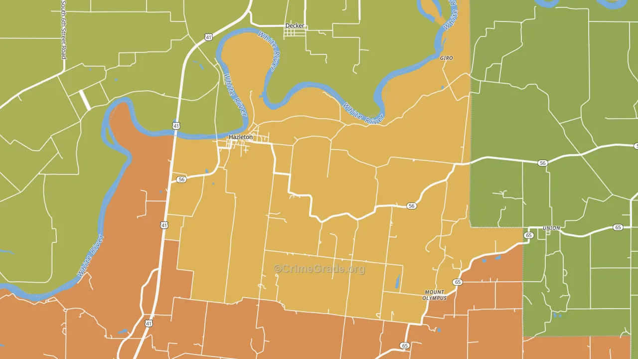 Hazleton, IN Map of Assault Rates