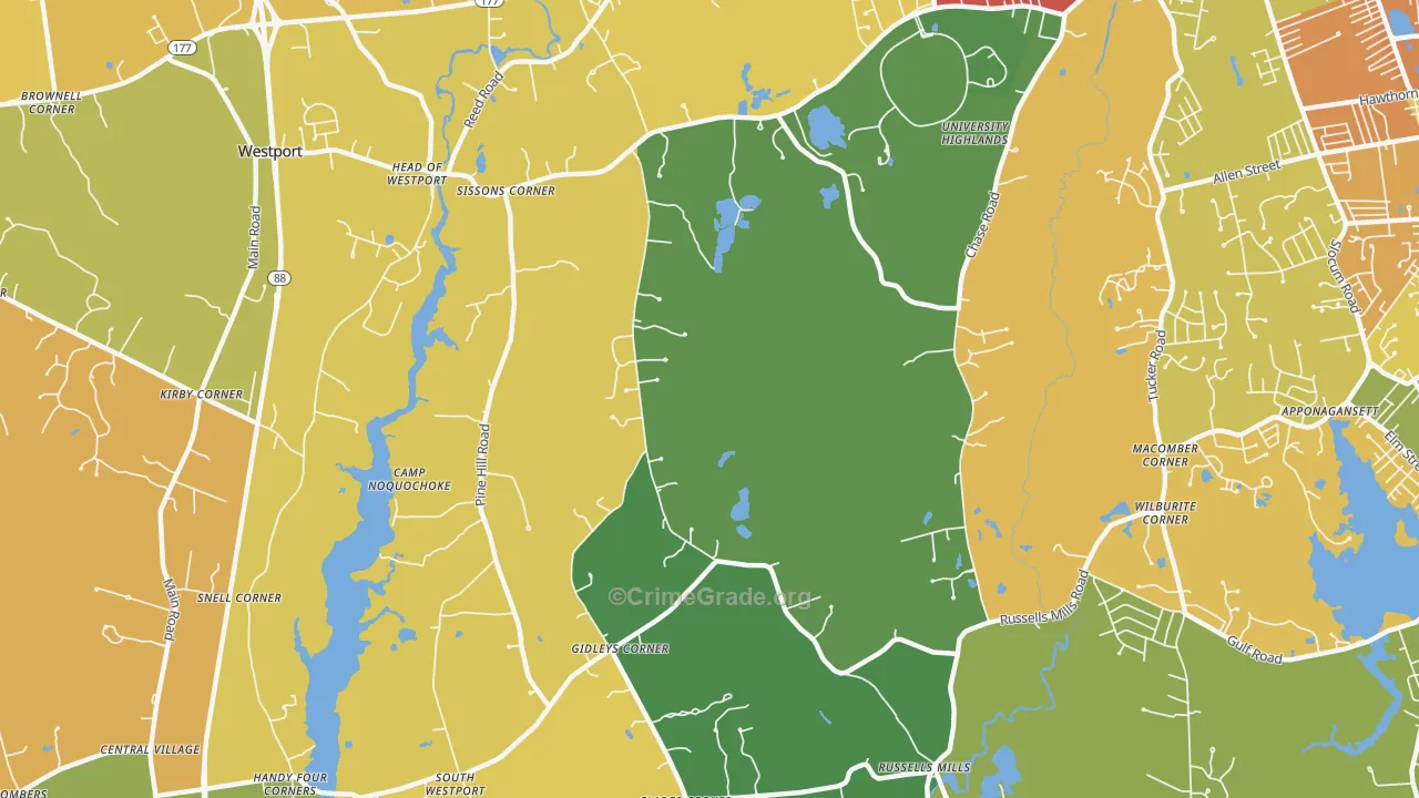 Head of Westport, MA Map of Assault Rates