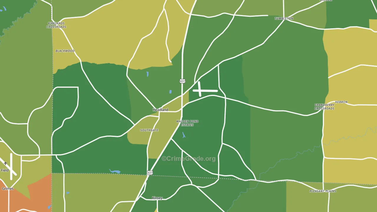 Headland, AL Map of Assault Rates