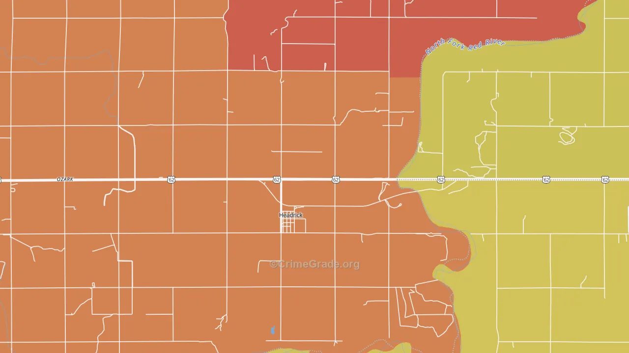 Headrick, OK Map of Assault Rates