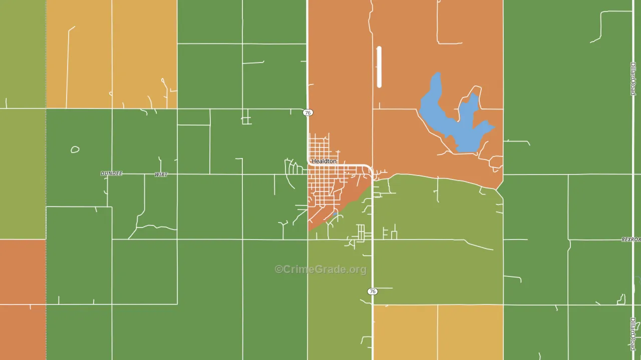 Healdton, OK Map of Assault Rates