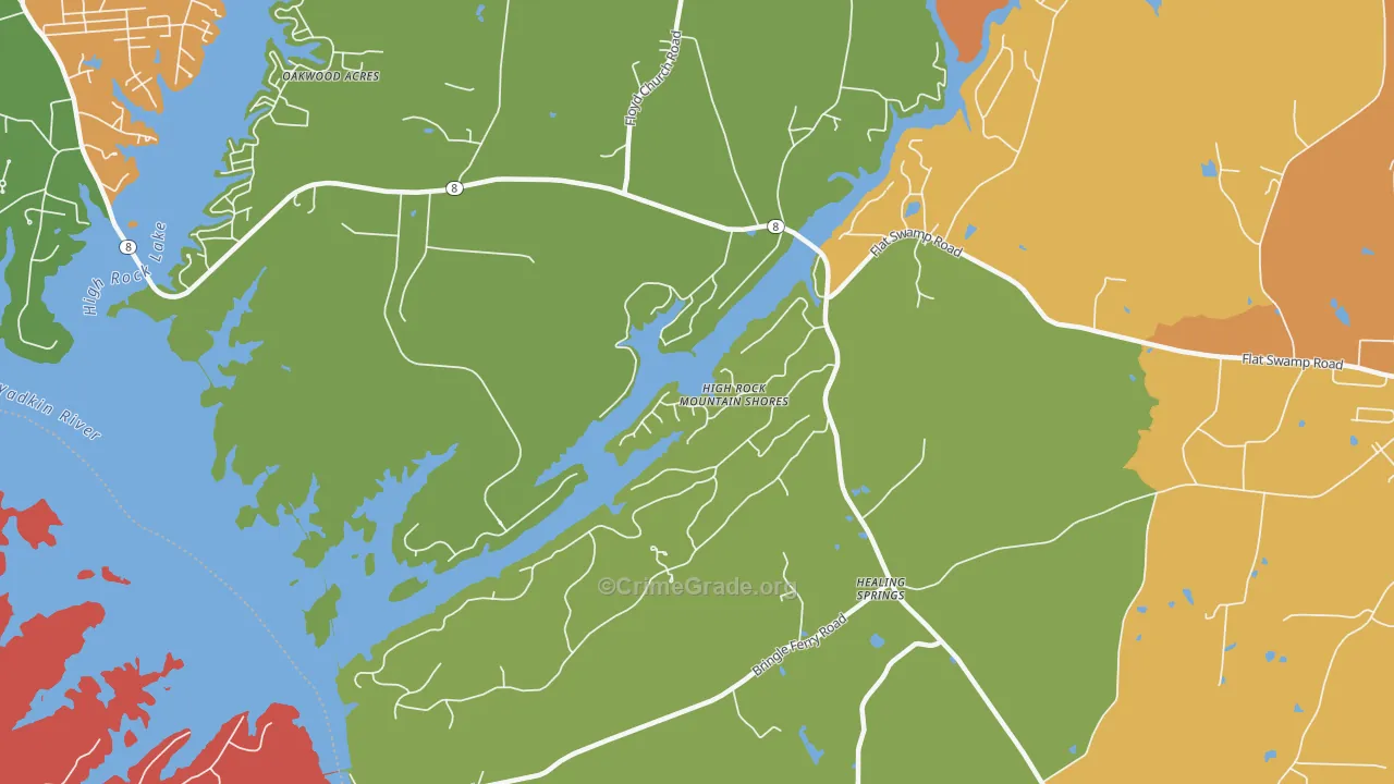 Healing Springs, NC Map of Assault Rates