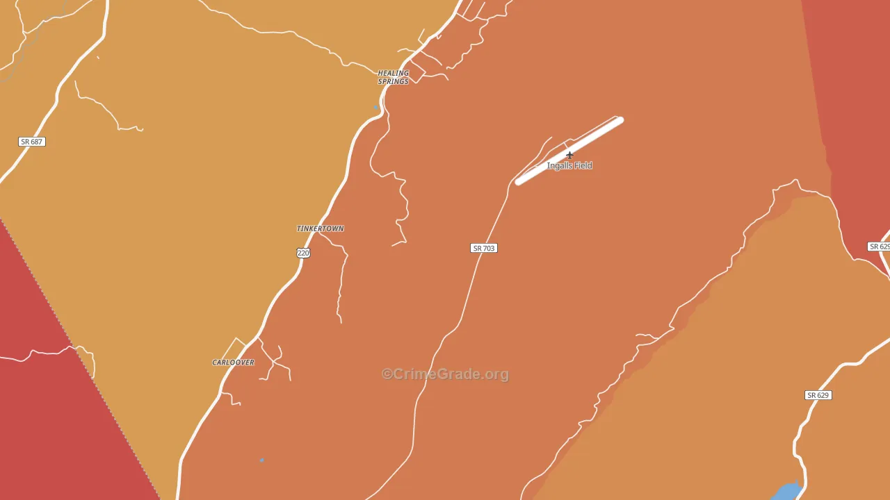 Healing Springs, VA Map of Assault Rates