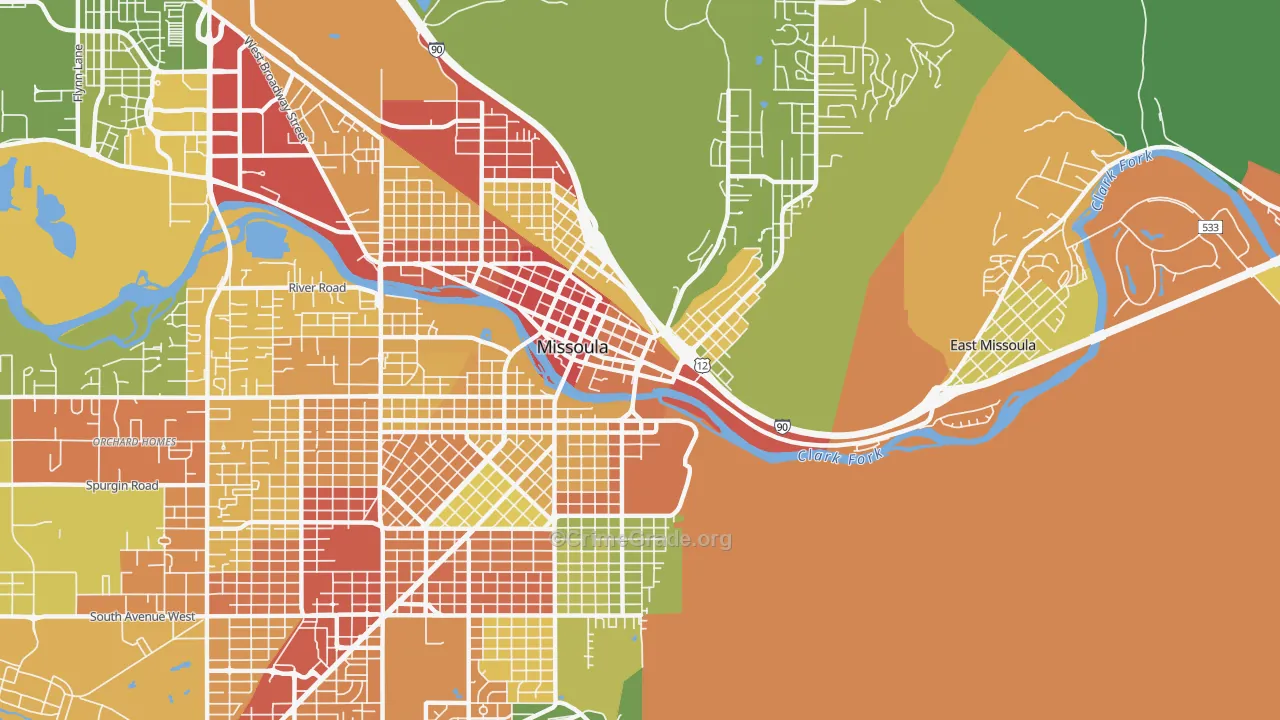 Heart of Missoula, Missoula, MT Map of Assault Rates