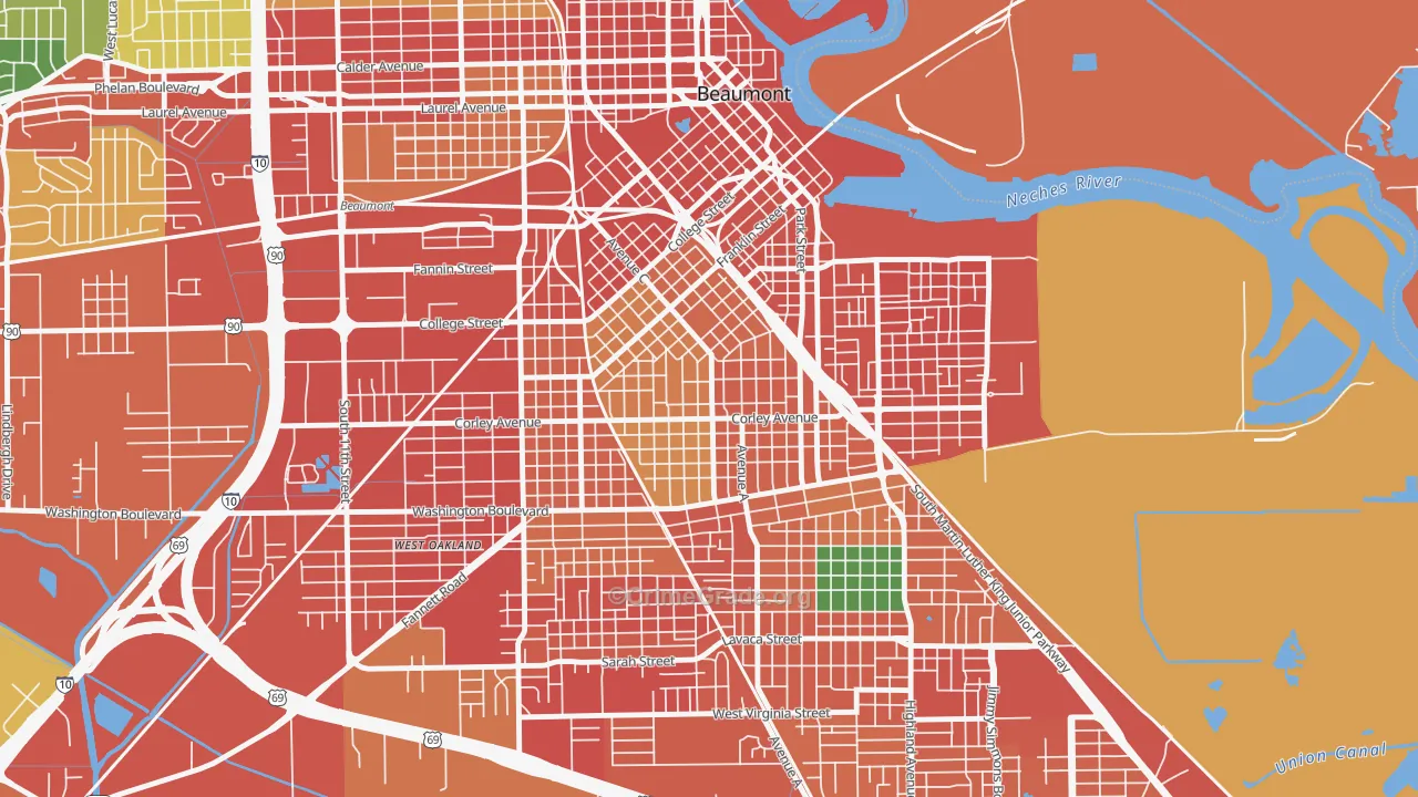 Heart of the City, Beaumont, TX Map of Assault Rates