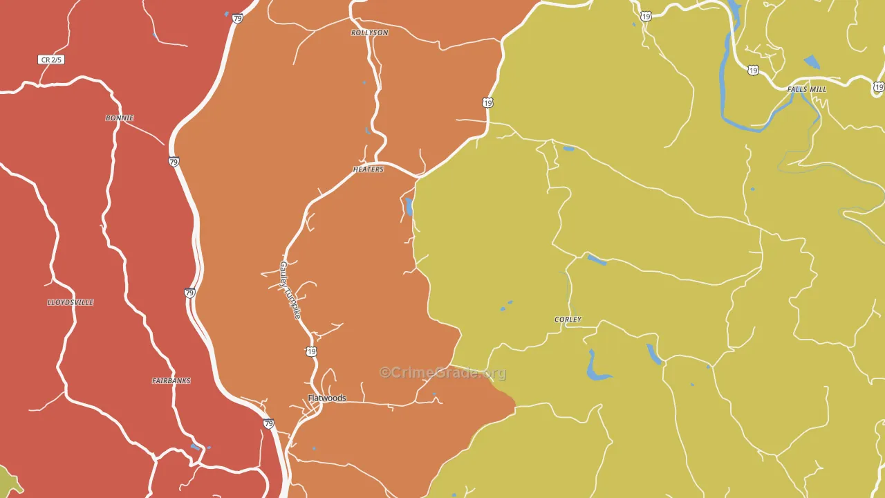 Heaters, WV Map of Assault Rates