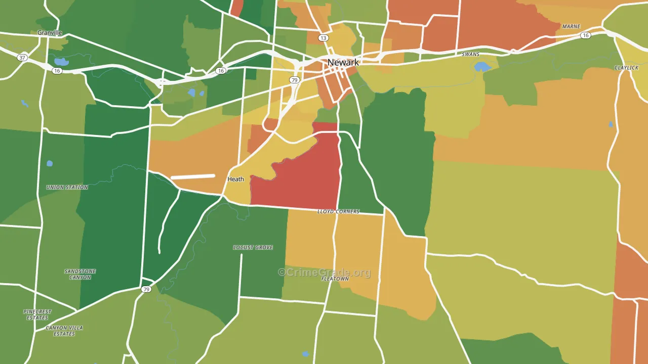 Heath, OH Map of Assault Rates