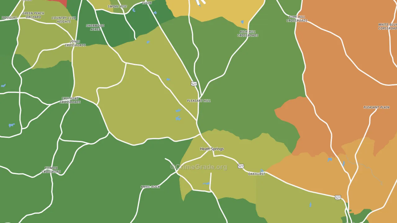Heath Springs, SC Map of Assault Rates