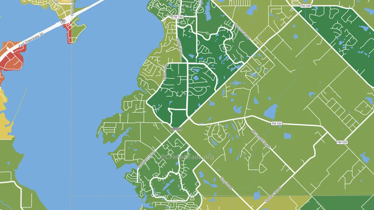 Heath, TX Map of Assault Rates
