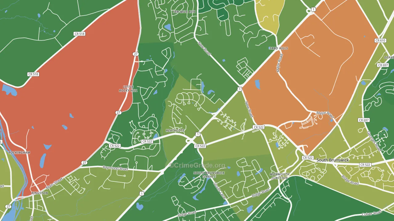 Heathcote, NJ Map of Assault Rates