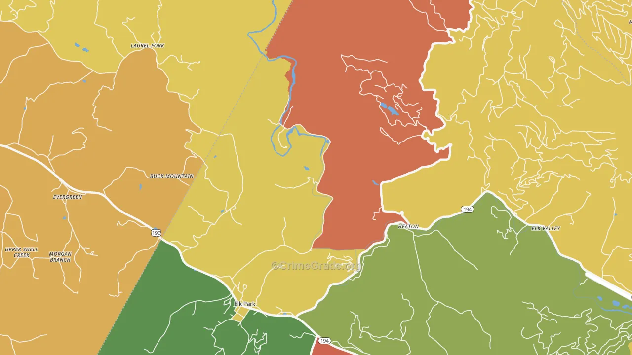 Heaton, NC Map of Assault Rates