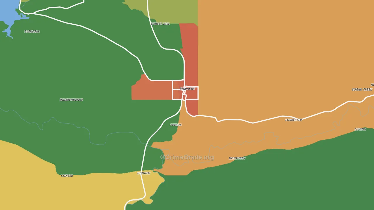 Heavener, OK Map of Assault Rates