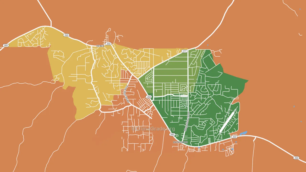 Heber-Overgaard, AZ Map of Assault Rates