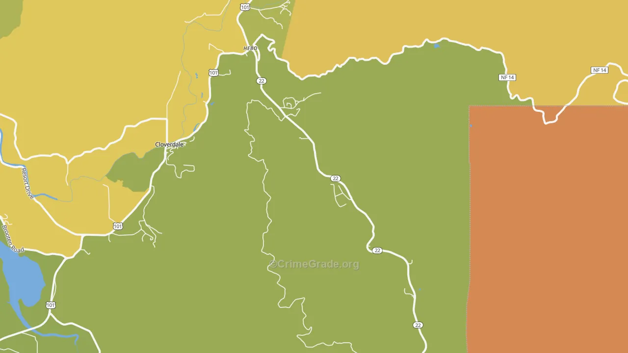 Hebo, OR Map of Assault Rates