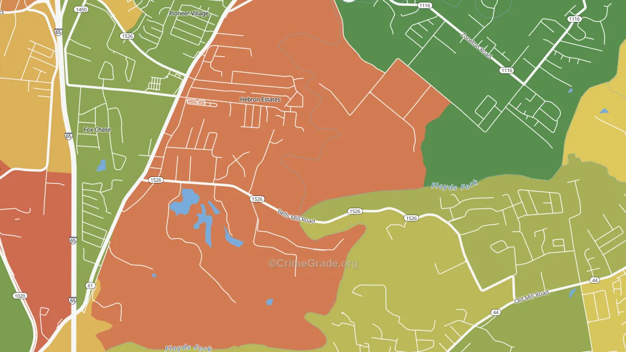 Hebron Estates, KY Map of Assault Rates