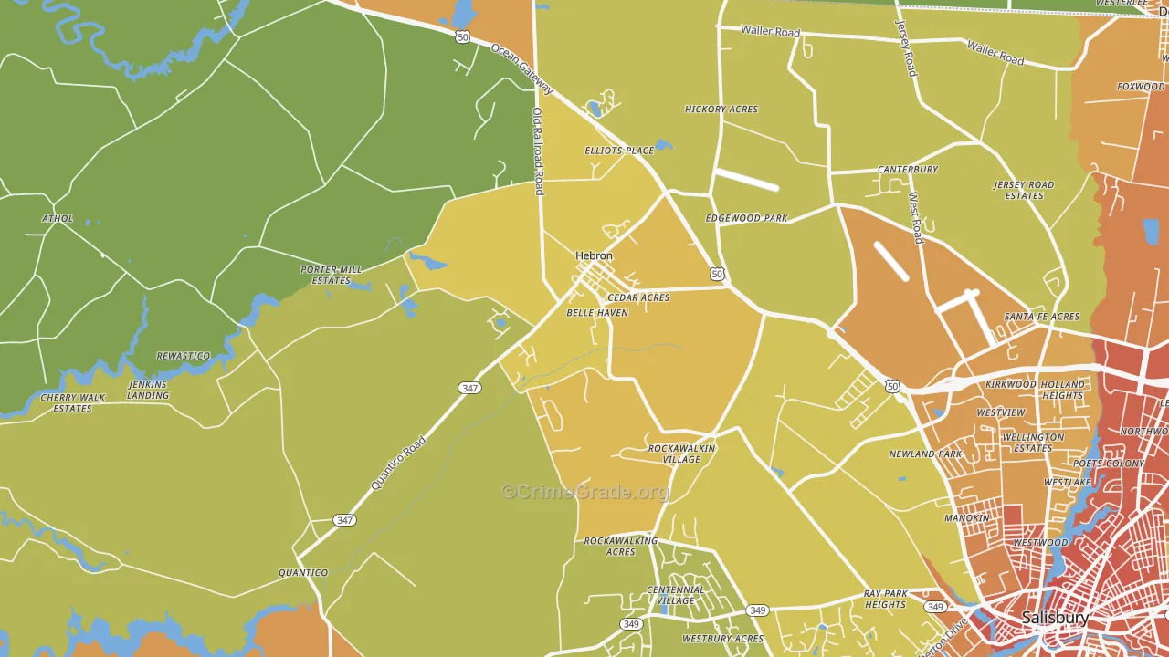 Hebron, MD Map of Assault Rates