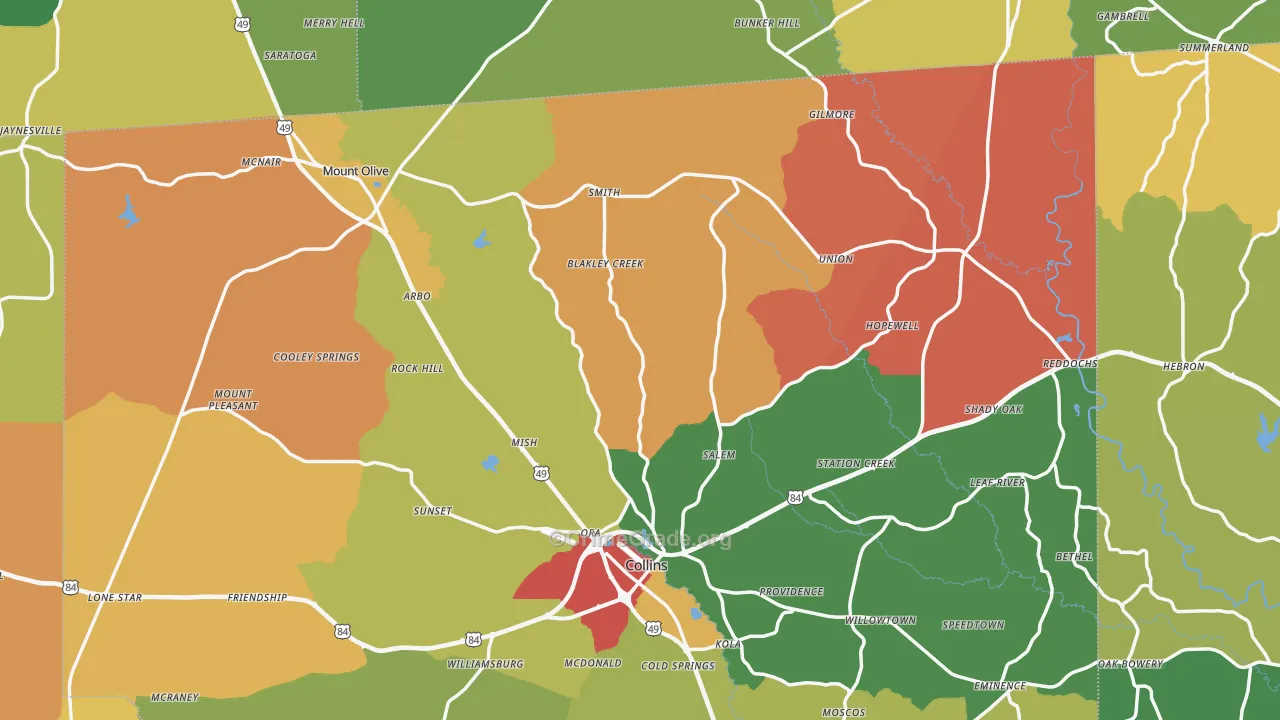 Hebron, MS Map of Assault Rates