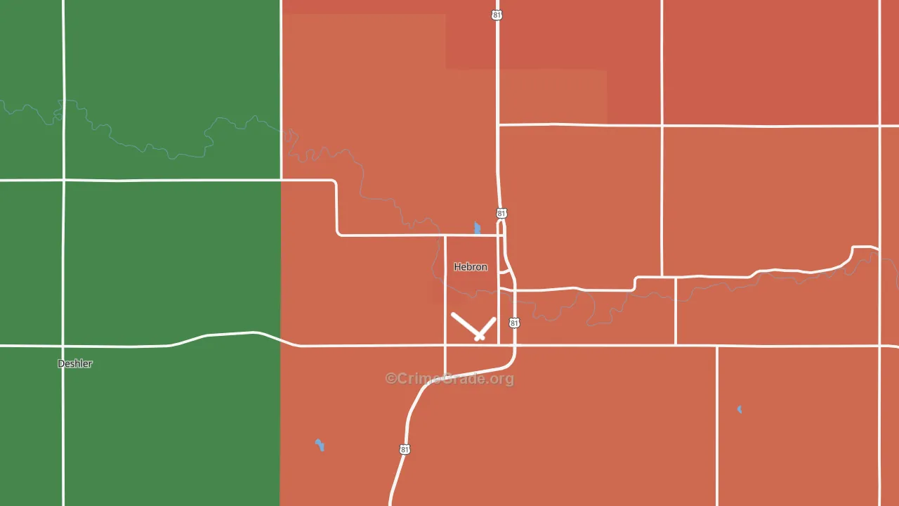 Hebron, NE Map of Assault Rates