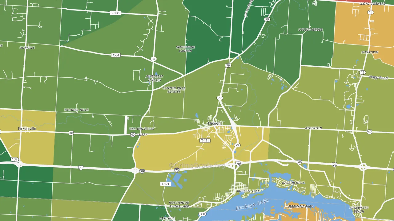 Hebron, OH Map of Assault Rates