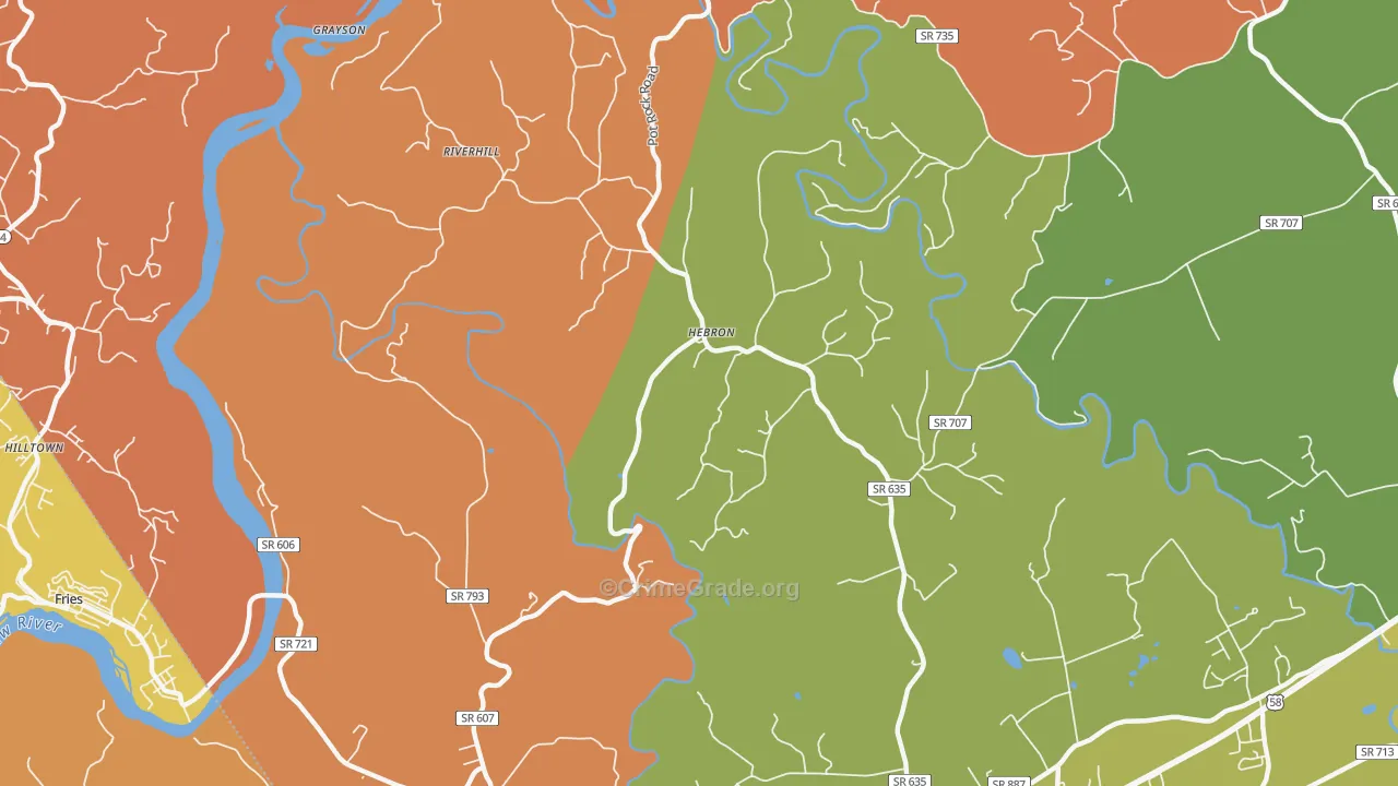 Hebron, VA Map of Assault Rates