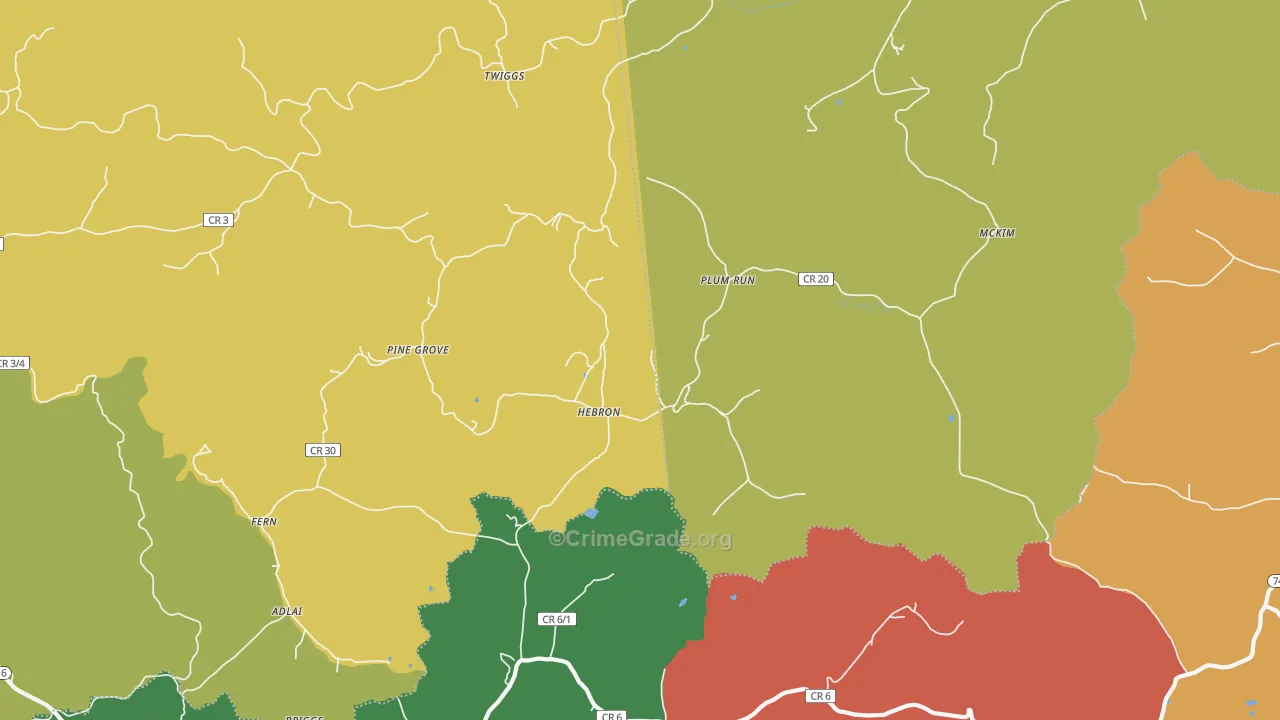 Hebron, WV Map of Assault Rates