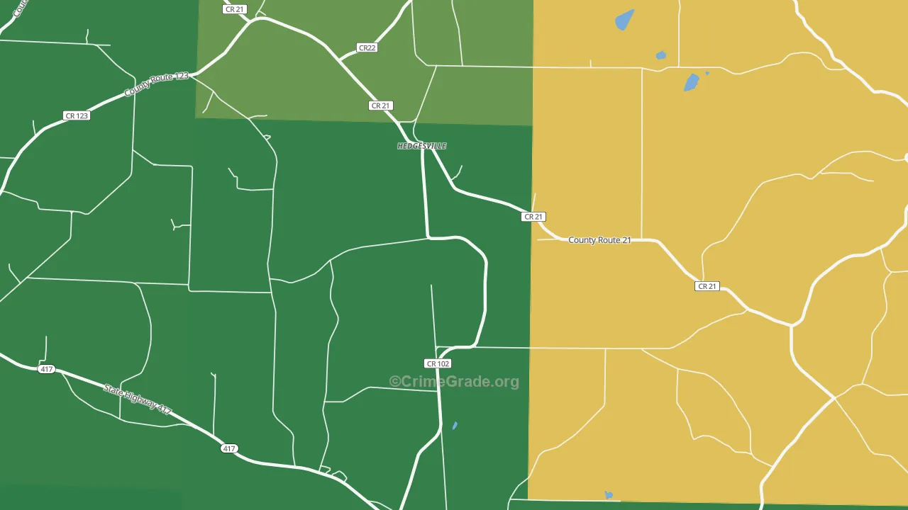 Hedgesville, NY Map of Assault Rates