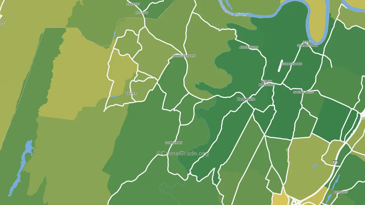 Hedgesville, WV Map of Assault Rates