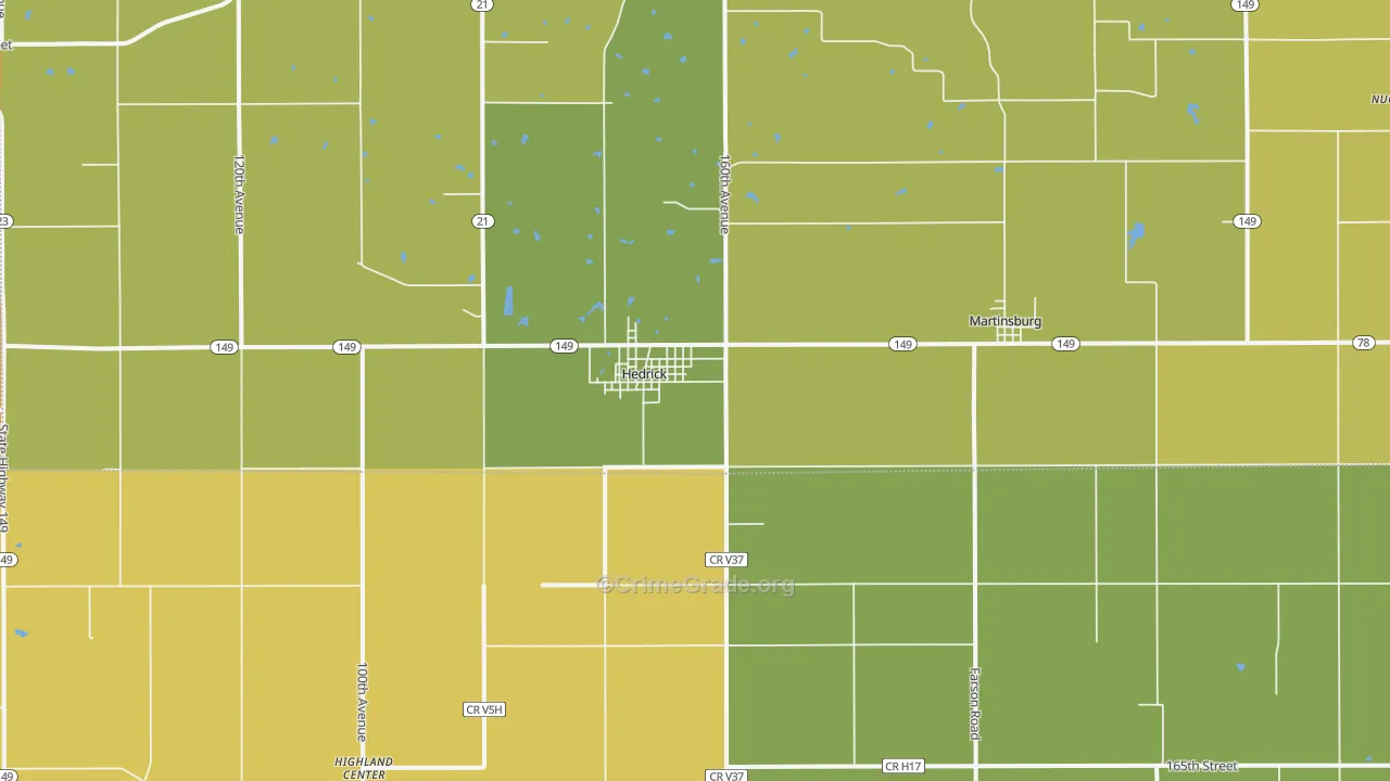 Hedrick, IA Map of Assault Rates