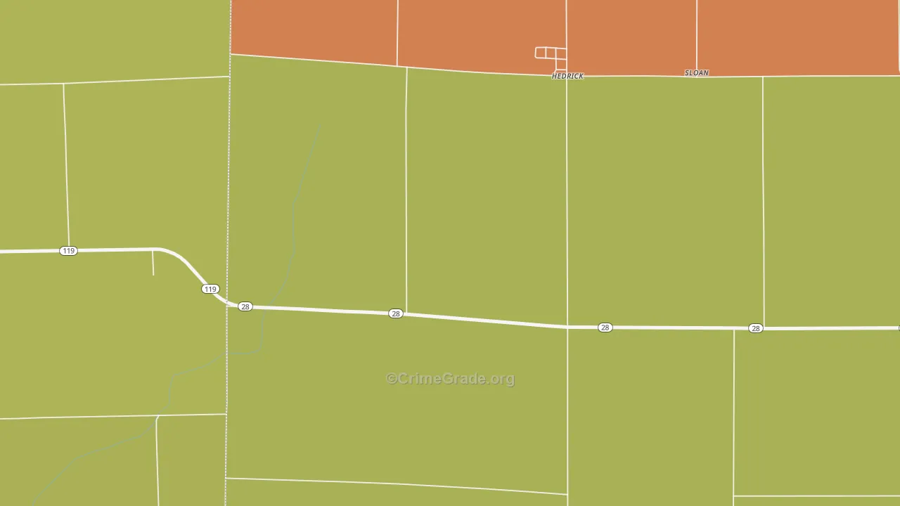 Hedrick, IN Map of Assault Rates