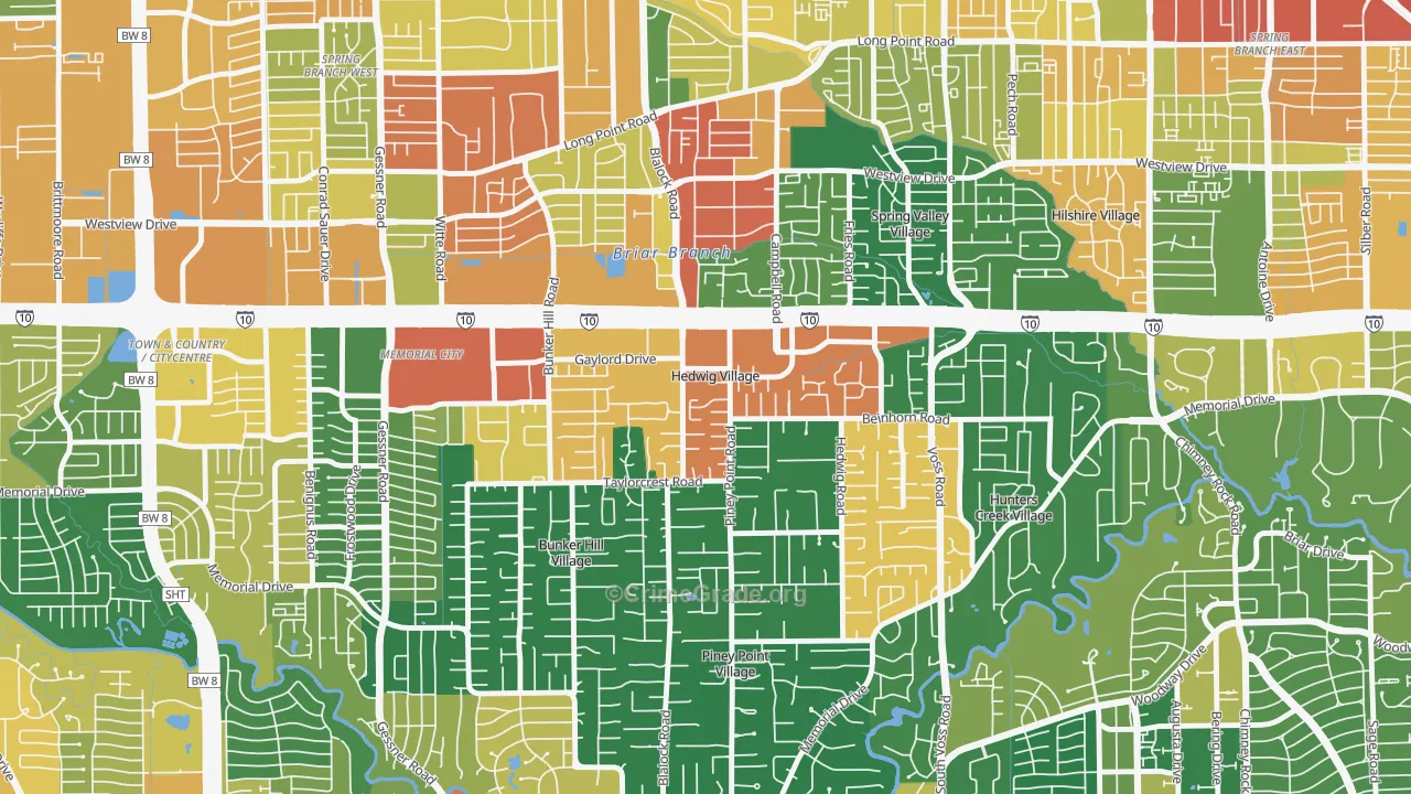 Hedwig Village, TX Map of Assault Rates