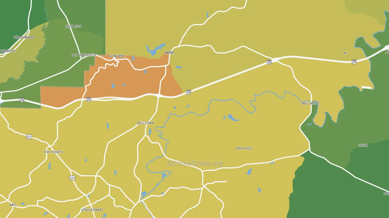 Heflin, AL Map of Assault Rates