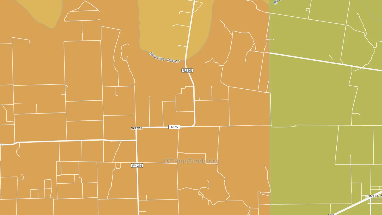 Hefner, TX Map of Assault Rates