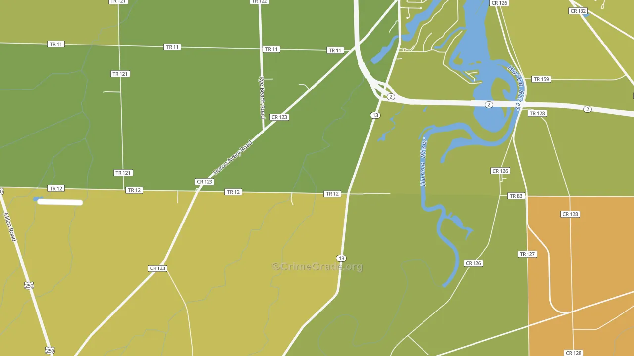 Heidelberg Beach, OH Map of Assault Rates