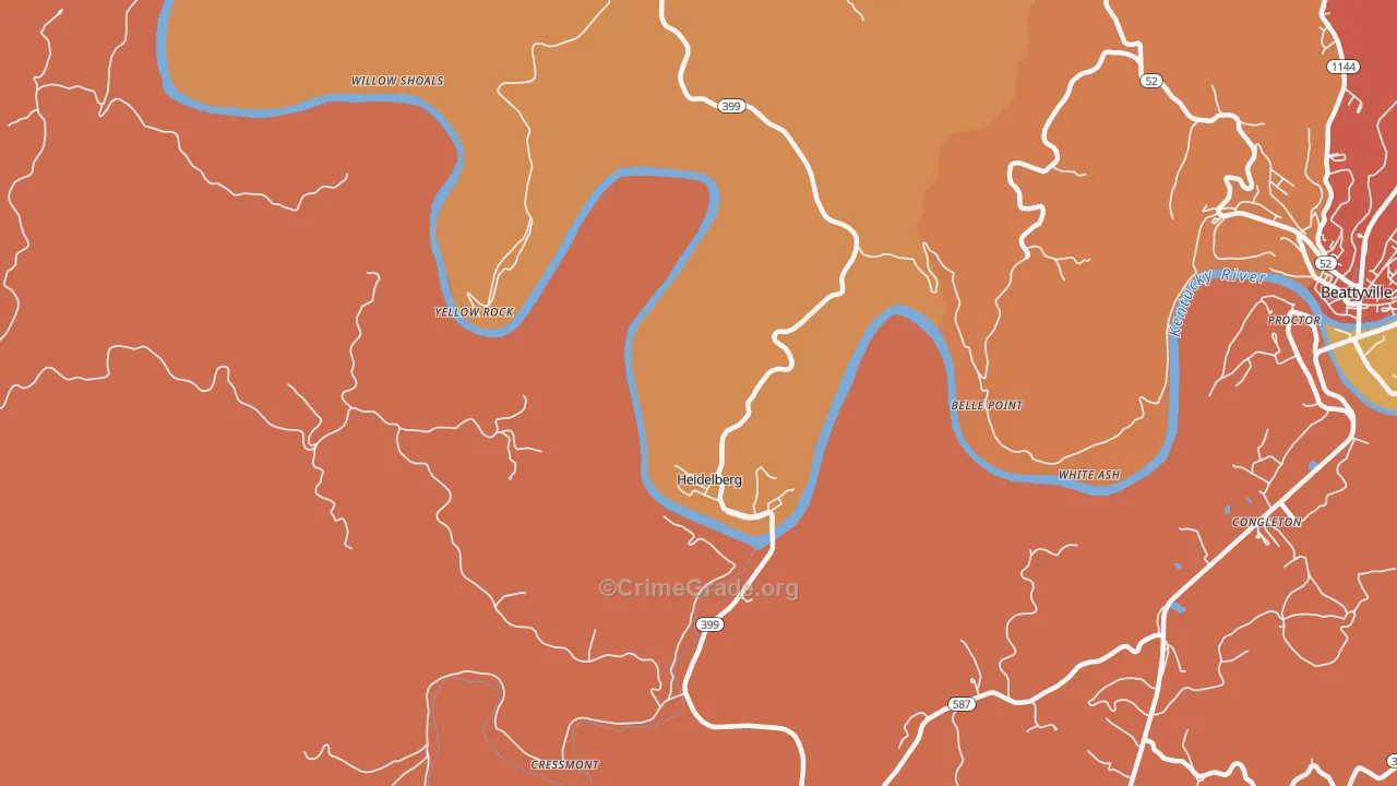 Heidelberg, KY Map of Assault Rates
