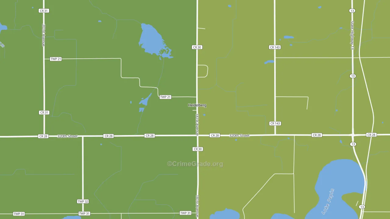 Heidelberg, MN Map of Assault Rates