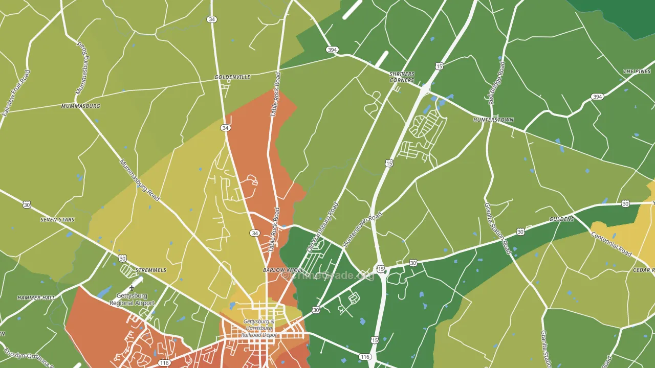 Heidlersburg, PA Map of Assault Rates