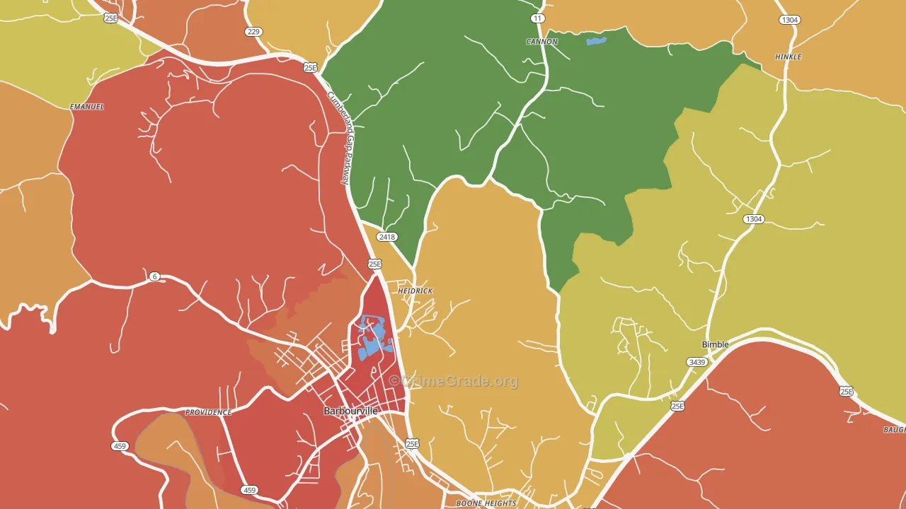 Heidrick, KY Map of Assault Rates