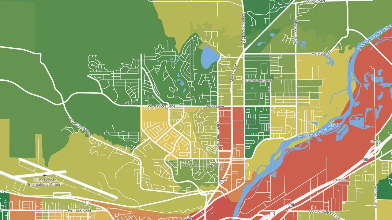 Heights, Billings, MT Map of Assault Rates