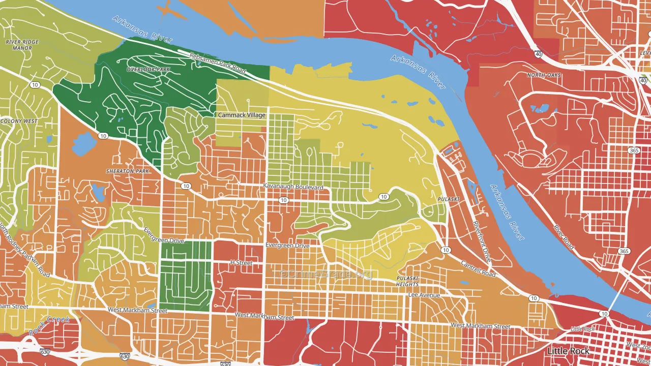 Heights, Little Rock, AR Map of Assault Rates