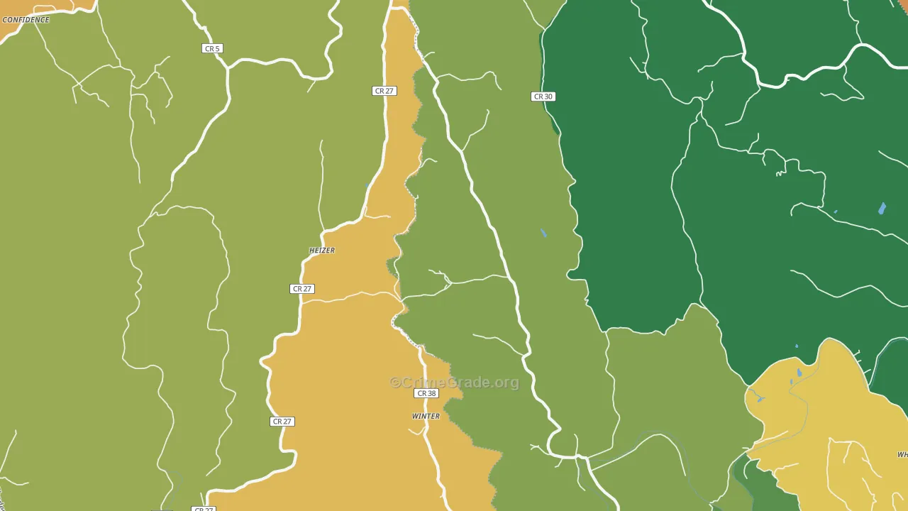 Heizer, WV Map of Assault Rates
