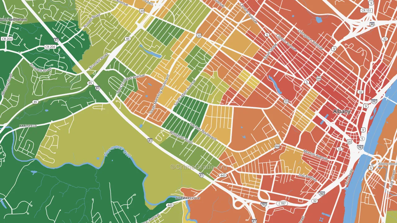 Helderberg, Albany, NY Map of Assault Rates