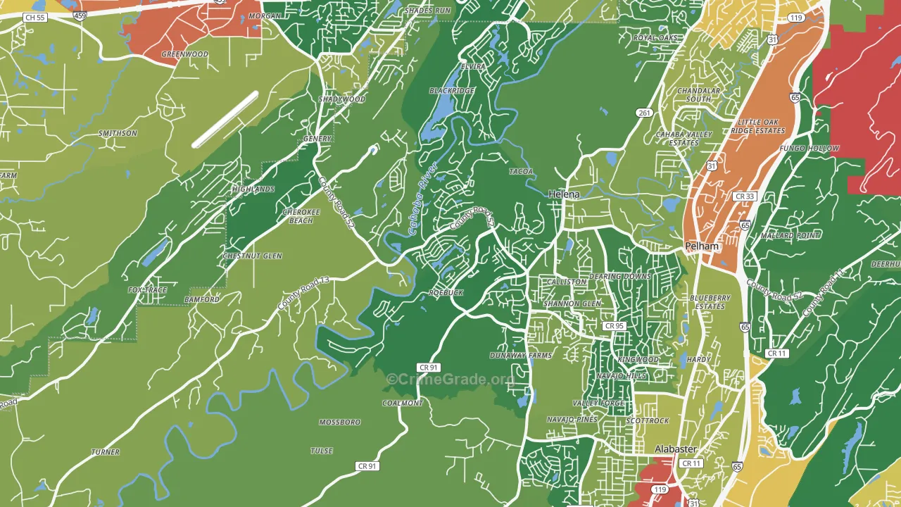 Helena, AL Map of Assault Rates