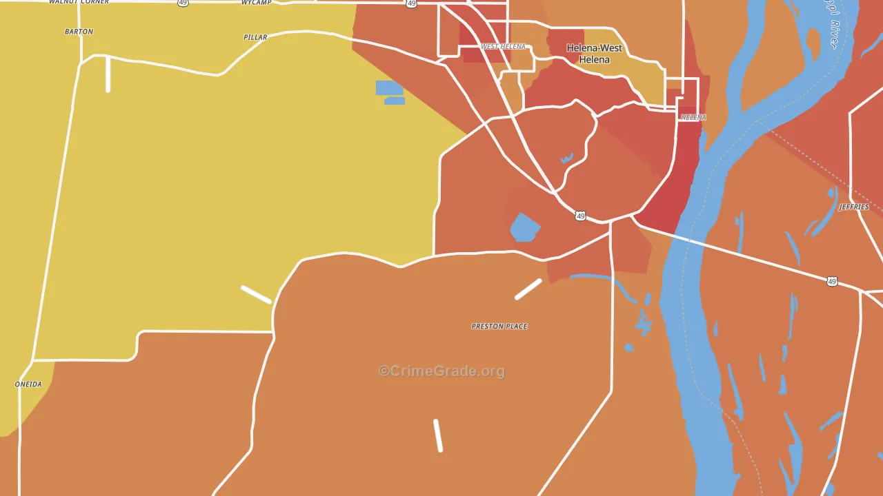 Helena, AR Map of Assault Rates