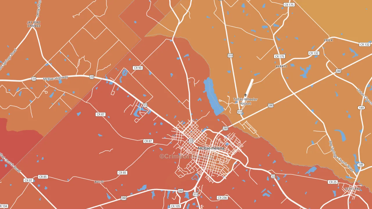 Helena, GA Map of Assault Rates