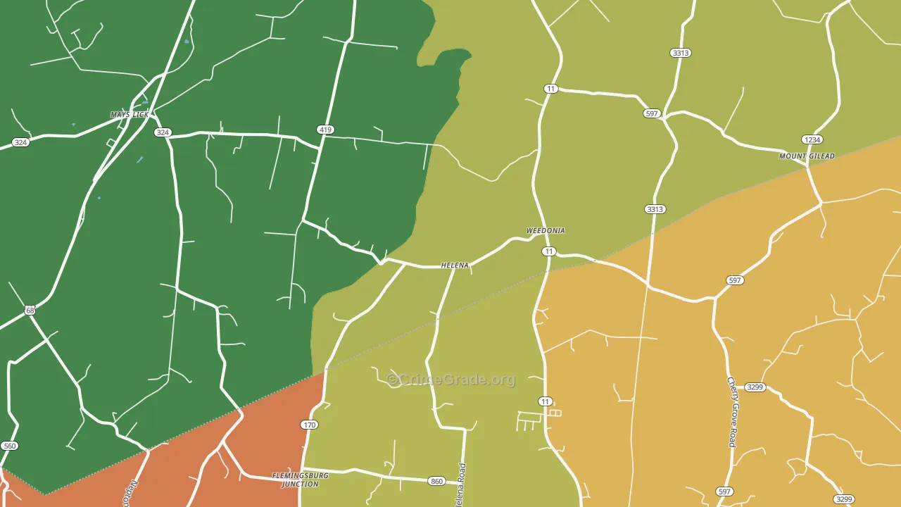 Helena, KY Map of Assault Rates