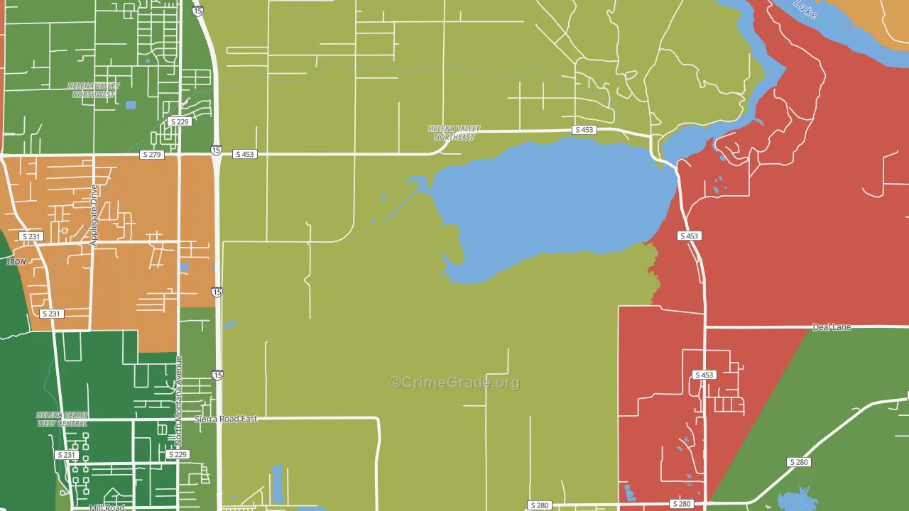 Helena Valley Northeast, MT Map of Assault Rates