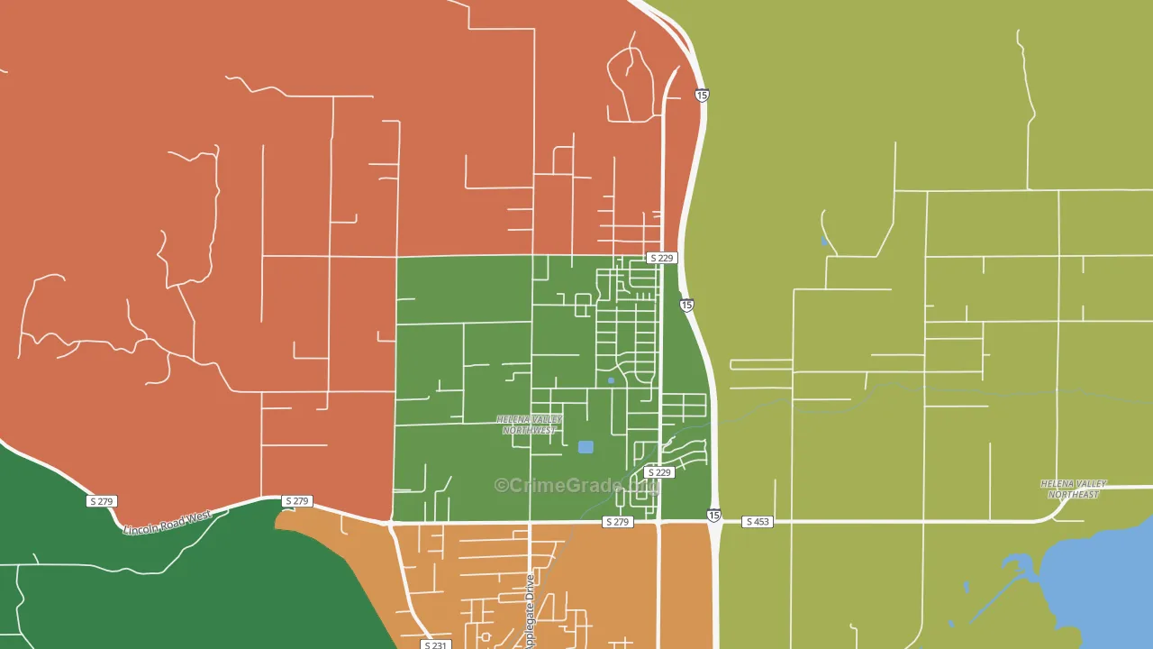 Helena Valley Northwest, MT Map of Assault Rates