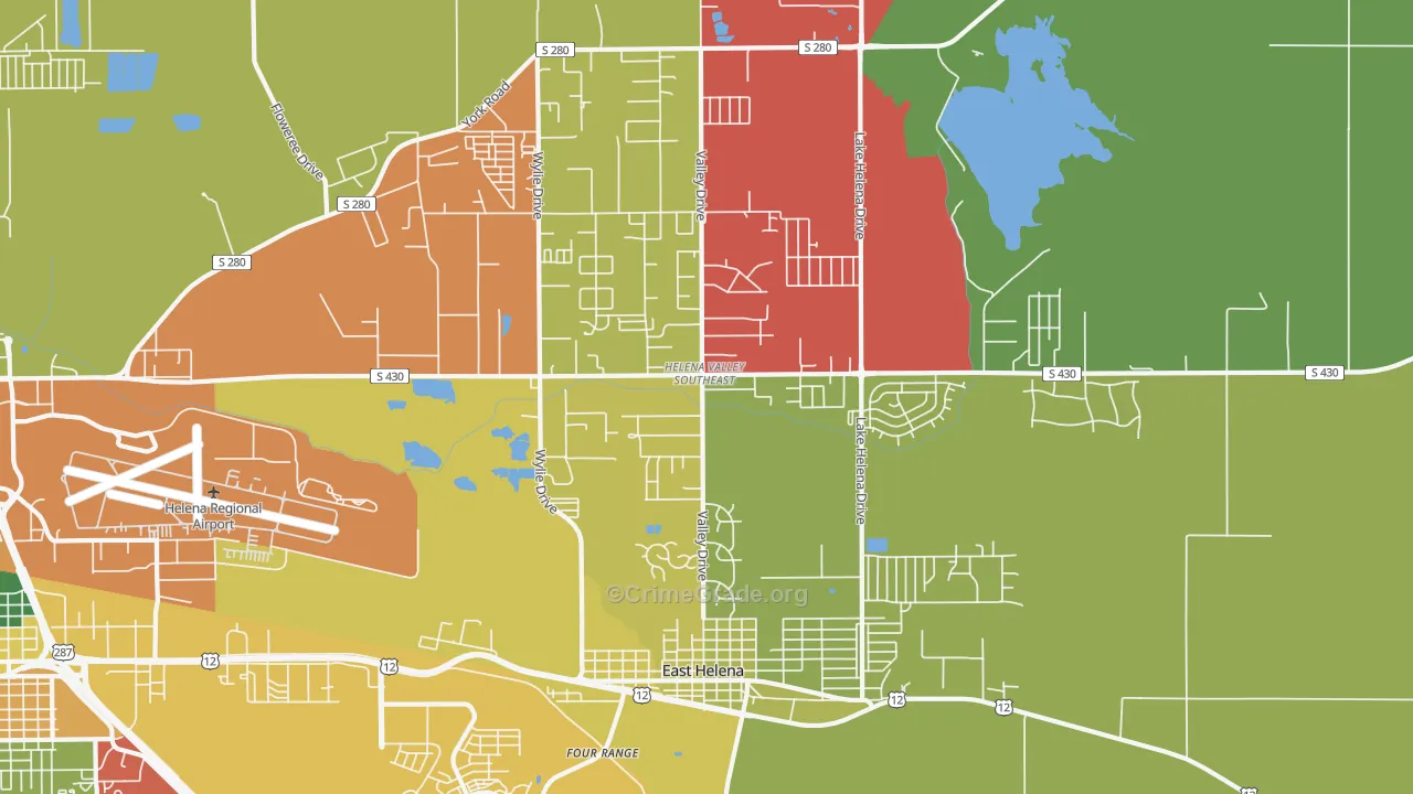 Helena Valley Southeast, MT Map of Assault Rates