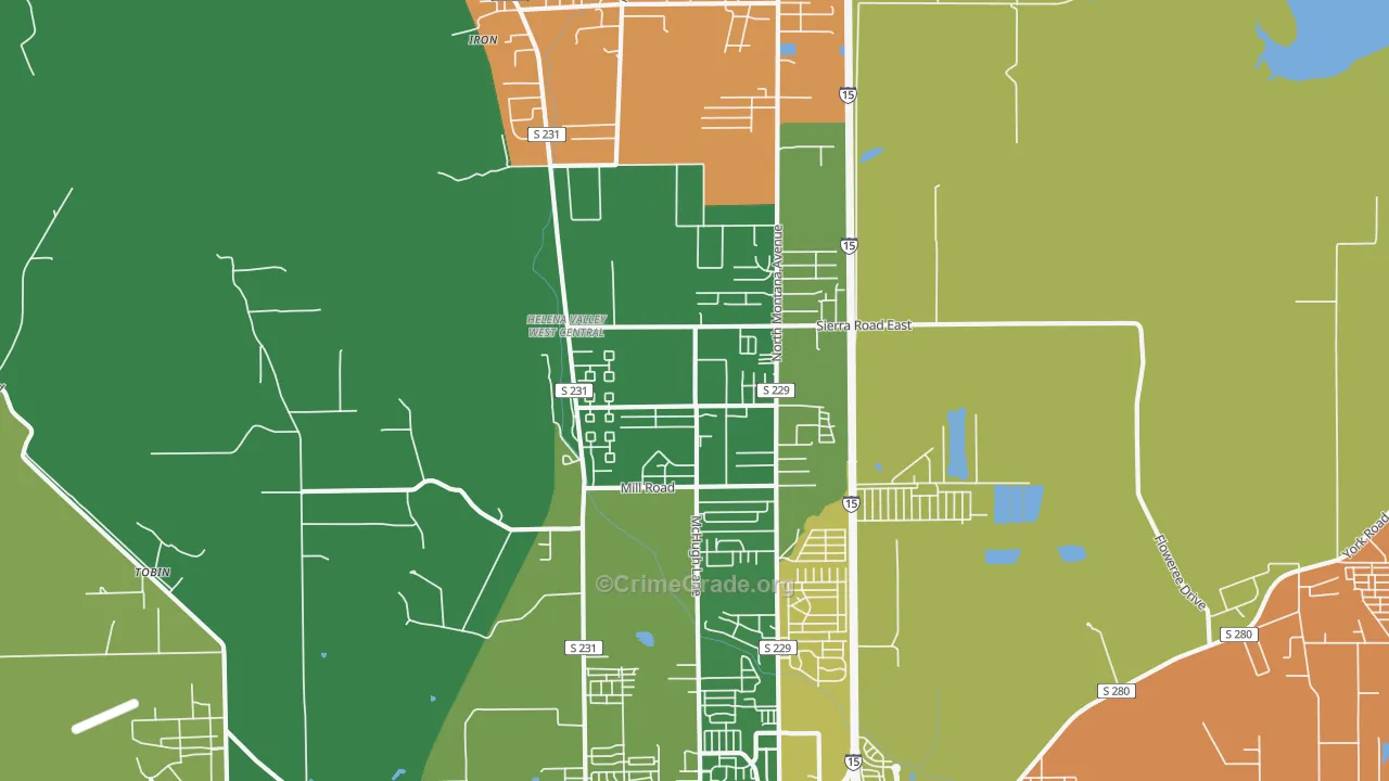 Helena Valley West Central, MT Map of Assault Rates