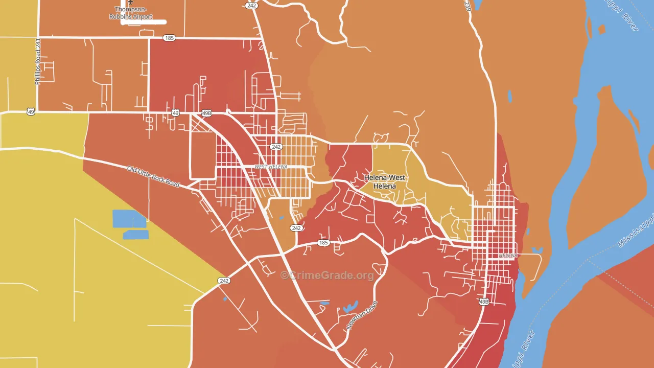 Helena-West Helena, AR Map of Assault Rates